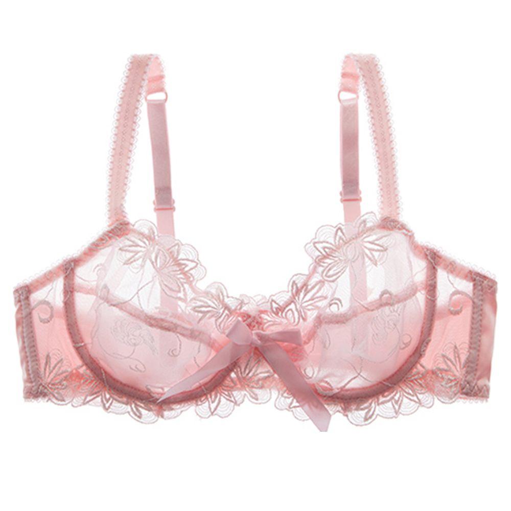 Sexy Bridal Bra - Underwired Pink Net Lace Non Padded Bra